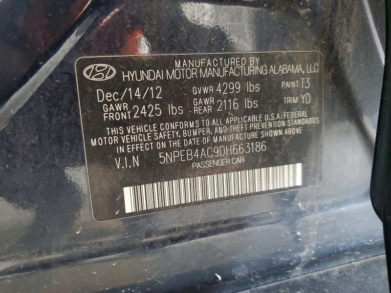 Продажа на аукционе авто 2013 Hyundai Sonata, vin: 5NPEB4AC9DH663186, номер лота: 57351096