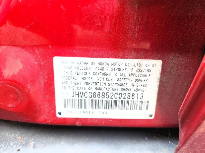 Aukcja sprzedaży 2002 Honda Accord, vin: JHMCG66852C028613, numer aukcji: 57952426