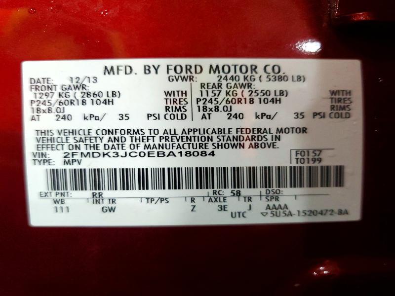 Продаж на аукціоні авто 2014 Ford Edge, vin: 2FMDK3JC0EBA18084, номер лоту: 54626536
