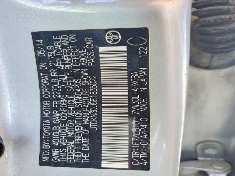 2014 Toyota Prius მანქანა იყიდება აუქციონზე, vin: JTDKN3DU5E1835022, აუქციონის ნომერი: 55541406