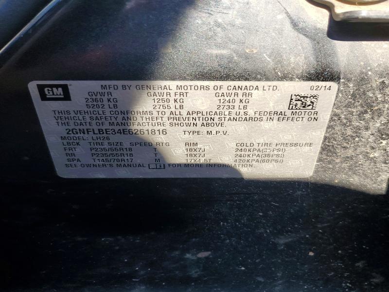 55581736 :رقم المزاد ، 2GNFLBE34E6261816 vin ، 2014 Chevrolet Equinox مزاد بيع
