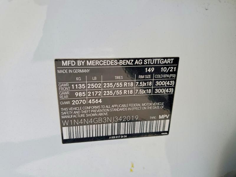 Aukcja sprzedaży 2022 Mercedes-benz Gla, vin: W1N4N4GB3NJ342019, numer aukcji: 58740866