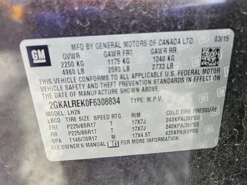 Aukcja sprzedaży 2015 Gmc Terrain, vin: 2GKALREK0F6308834, numer aukcji: 55981236