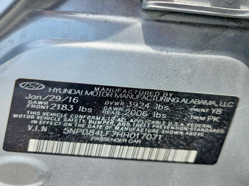 Продажа на аукционе авто 2017 Hyundai Elantra, vin: 5NPD84LF7HH017071, номер лота: 85624245