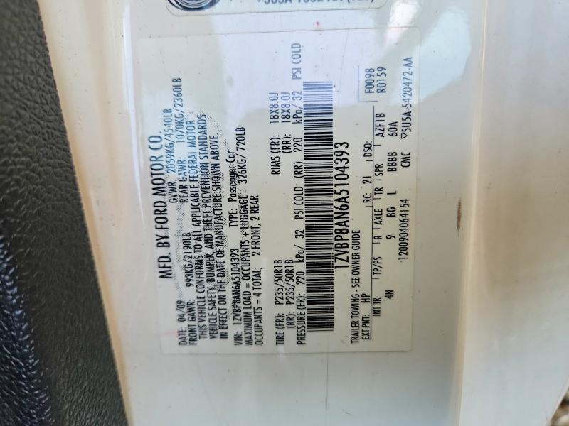 2010 Ford Mustang მანქანა იყიდება აუქციონზე, vin: 1ZVBP8AN6A5104393, აუქციონის ნომერი: 58899096