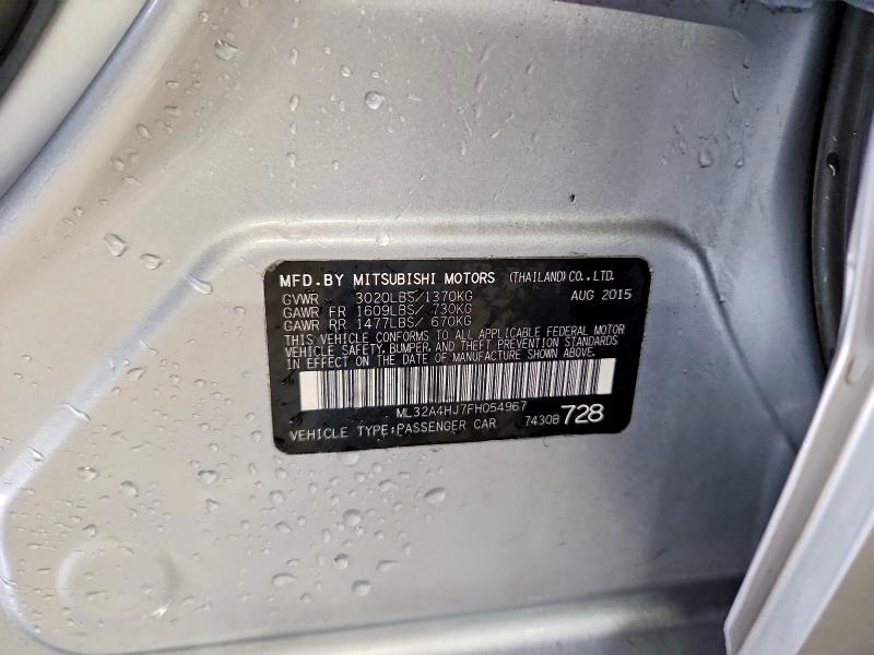 Продаж на аукціоні авто 2015 Mitsubishi Mirage, vin: ML32A4HJ7FH054967, номер лоту: 58437376