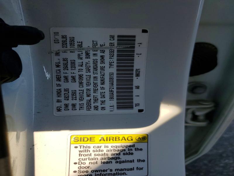 Продаж на аукціоні авто 2010 Acur Tl, vin: 19UUA9F21AA008150, номер лоту: 58283286