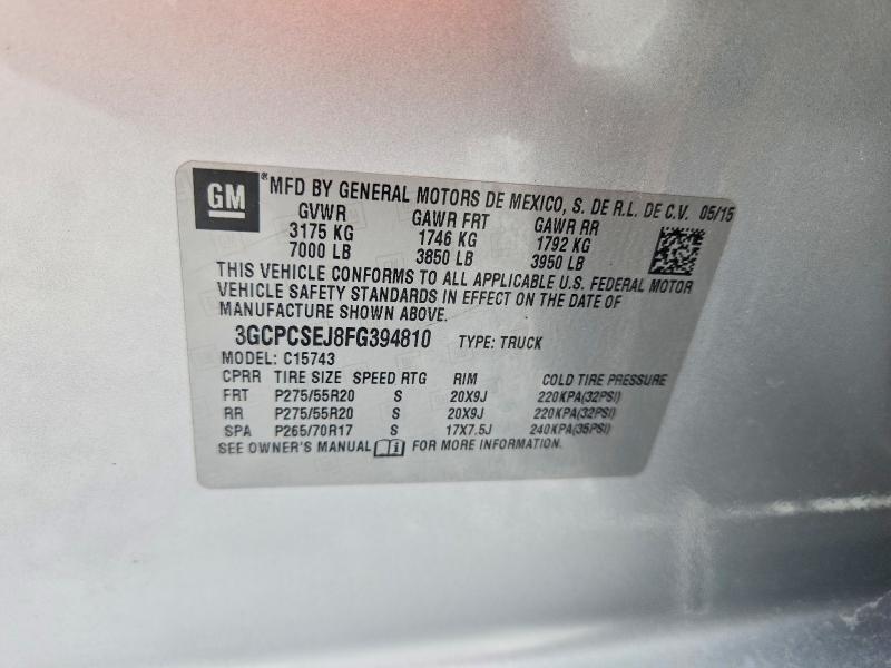 56346396 :رقم المزاد ، 3GCPCSEJ8FG394810 vin ، 2015 Chevrolet Silverado مزاد بيع