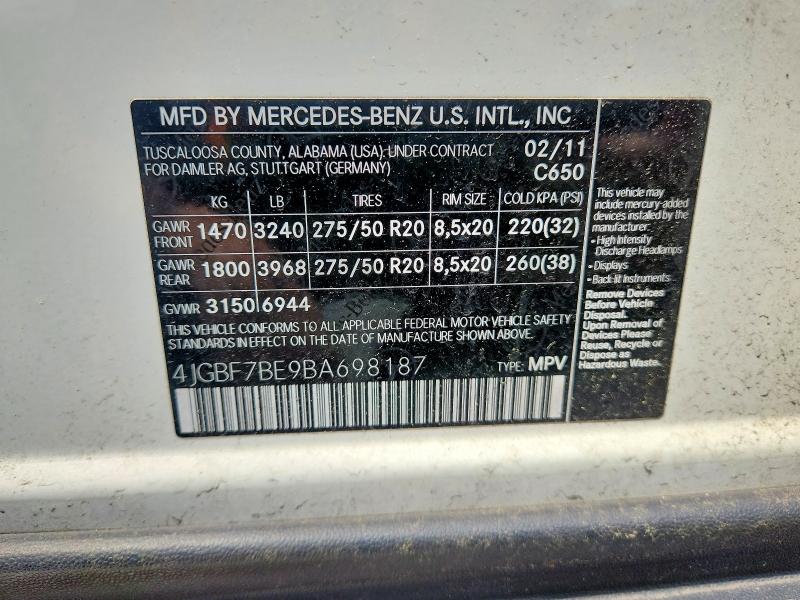 Продажа на аукционе авто 2011 Mercedes-benz Gl, vin: 4JGBF7BE9BA698187, номер лота: 57301596