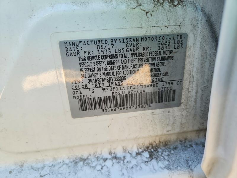 Продажа на аукционе авто 2017 Nissan Sentra, vin: 3N1AB7AP8HY333036, номер лота: 55835836