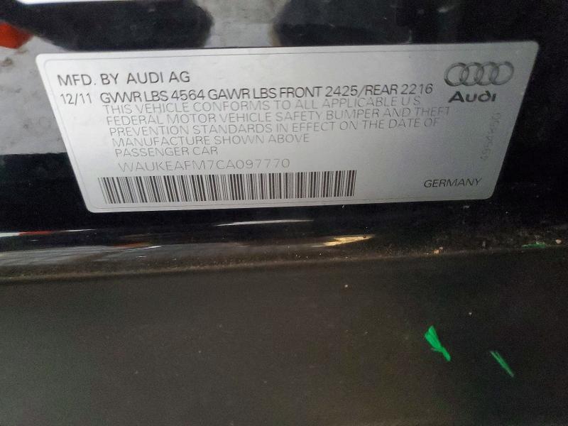 2012 Audi A3 მანქანა იყიდება აუქციონზე, vin: WAUKEAFM7CA097770, აუქციონის ნომერი: 55754046