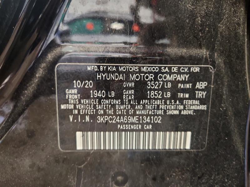 2021 Hyundai Accent მანქანა იყიდება აუქციონზე, vin: 3KPC24A69ME134102, აუქციონის ნომერი: 56085426