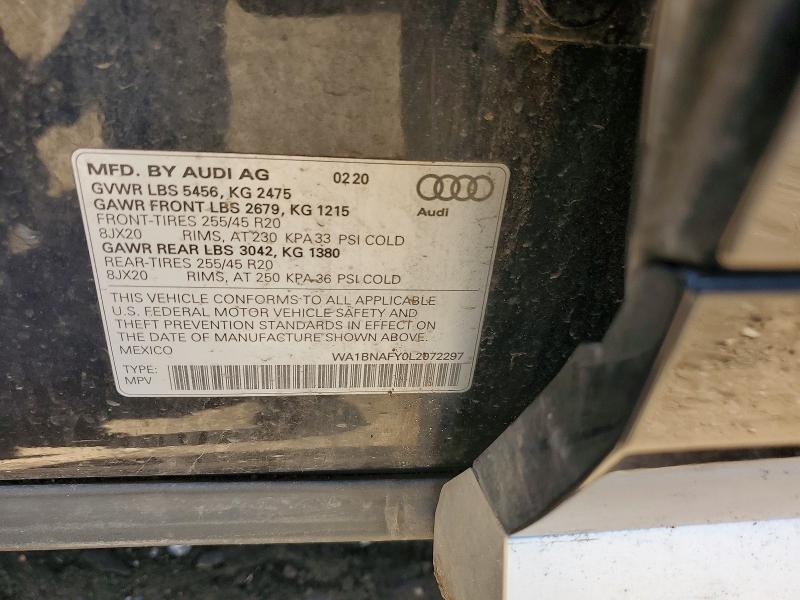 Aukcja sprzedaży 2020 Audi Q5, vin: WA1BNAFY0L2072297, numer aukcji: 57747986