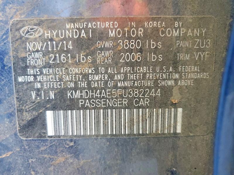 Aukcja sprzedaży 2015 Hyundai Elantra, vin: KMHDH4AE5FU382244, numer aukcji: 85971035