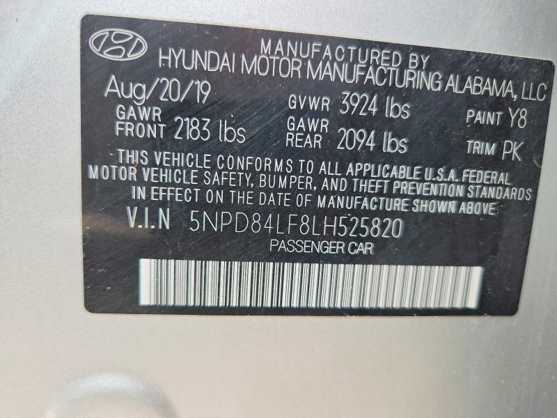 Aukcja sprzedaży 2020 Hyundai Elantra, vin: 5NPD84LF8LH525820, numer aukcji: 57932906