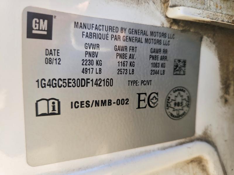 2013 Buick Lacrosse მანქანა იყიდება აუქციონზე, vin: 1G4GC5E30DF142160, აუქციონის ნომერი: 57913466
