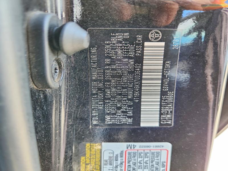 55642006 :رقم المزاد ، 4T1BK46K97U036402 vin ، 2007 Toyota Camry مزاد بيع