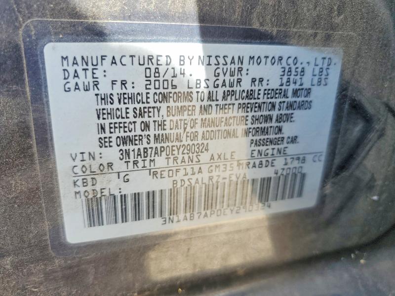 Aukcja sprzedaży 2014 Nissan Sentra, vin: 3N1AB7AP0EY290324, numer aukcji: 56269906