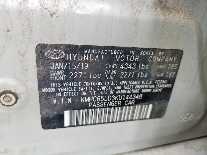 58403226 :رقم المزاد ، KMHC65LD3KU144348 vin ، 2019 Hyundai Ioniq مزاد بيع
