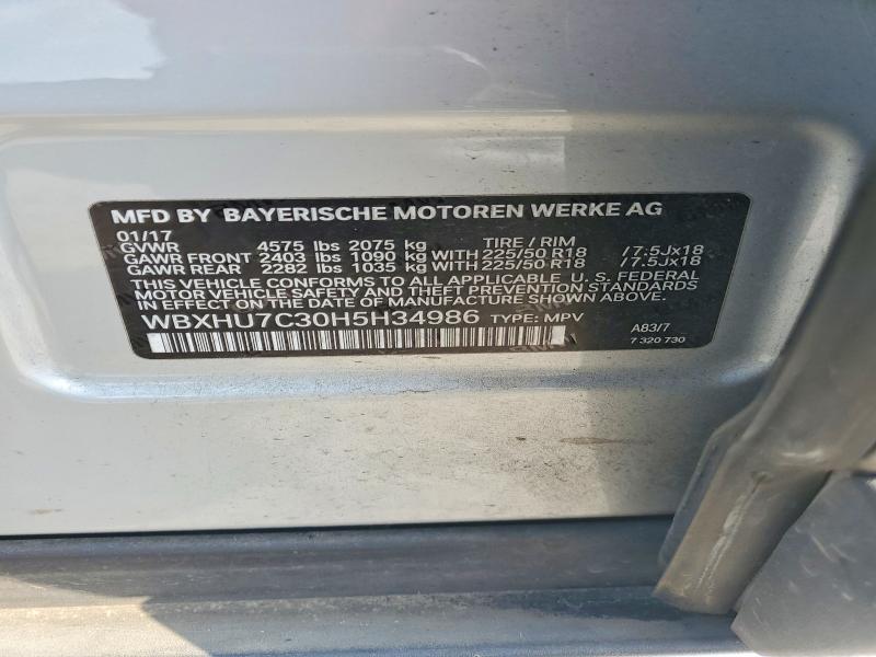 Aukcja sprzedaży 2017 Bmw X1, vin: WBXHU7C30H5H34986, numer aukcji: 56877036