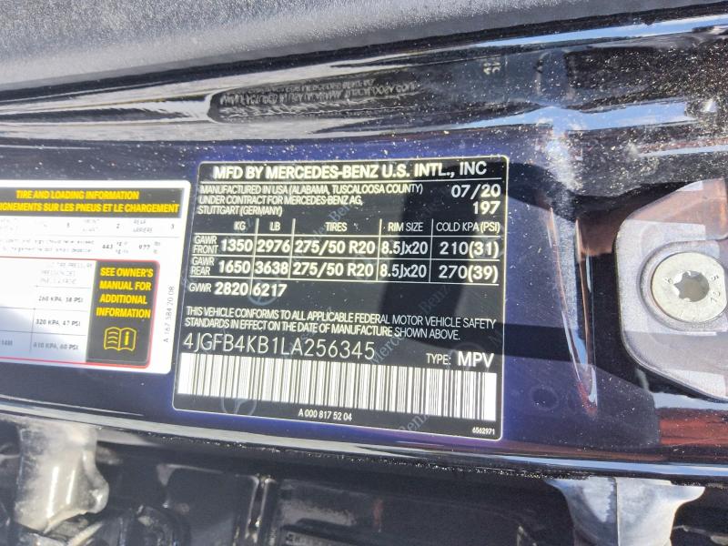 Продаж на аукціоні авто 2020 Mercedes-benz Gle, vin: 4JGFB4KB1LA256345, номер лоту: 57928096