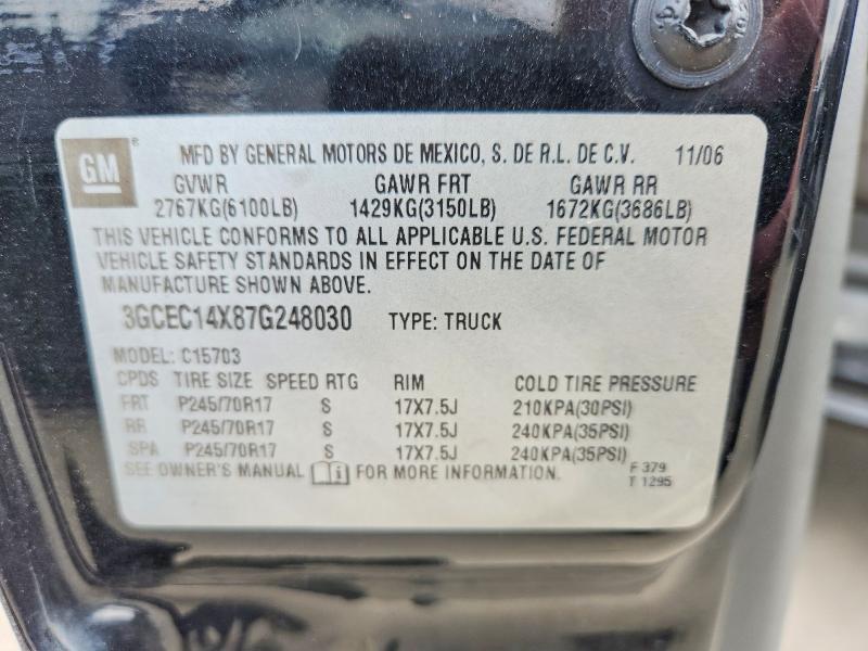 2007 Chevrolet Silverado მანქანა იყიდება აუქციონზე, vin: 3GCEC14X87G248030, აუქციონის ნომერი: 57130906