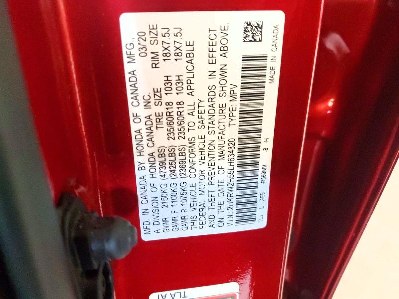 Aukcja sprzedaży 2020 Honda Cr-v, vin: 2HKRW2H55LH634820, numer aukcji: 59123066