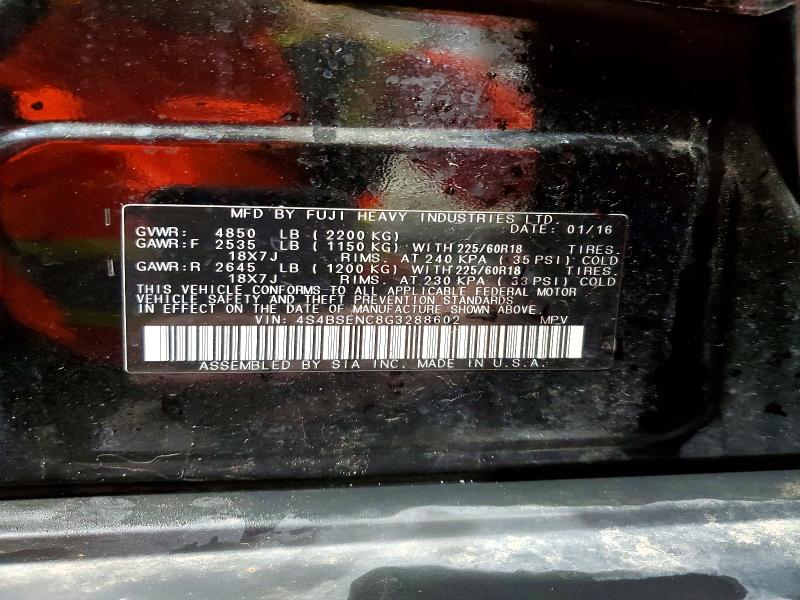 Aukcja sprzedaży 2016 Subaru Outback, vin: 4S4BSENC8G3288602, numer aukcji: 57170656