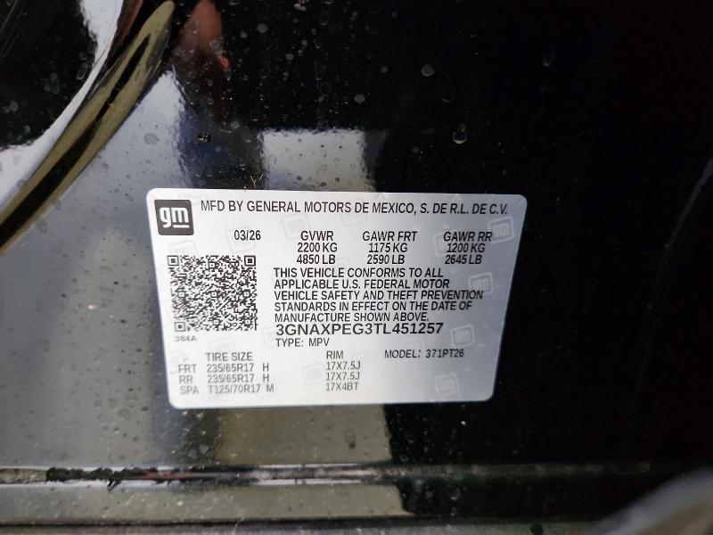 Aukcja sprzedaży 2026 Chevrolet Equinox, vin: 3GNAXPEG3TL451257, numer aukcji: 56491436