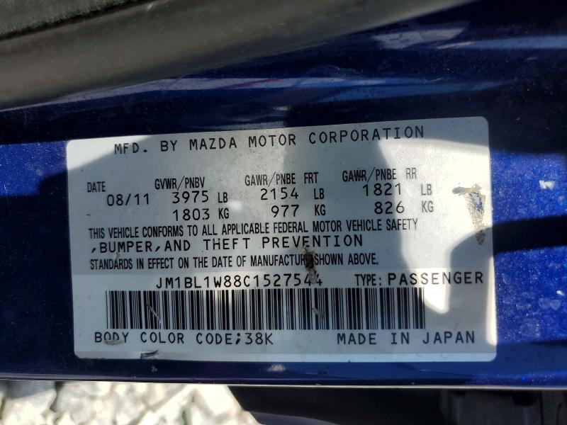 58976826 :رقم المزاد ، JM1BL1W88C1527544 vin ، 2012 Mazda 3 مزاد بيع