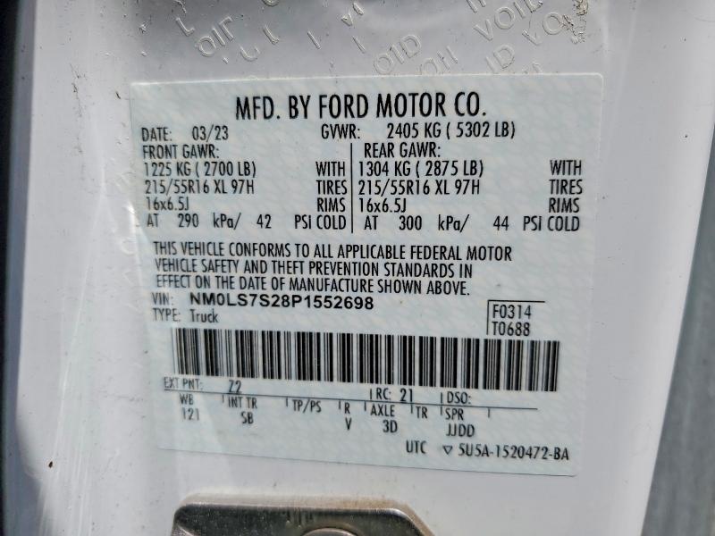 Aukcja sprzedaży 2023 Ford Transit Connect, vin: NM0LS7S28P1552698, numer aukcji: 55715306