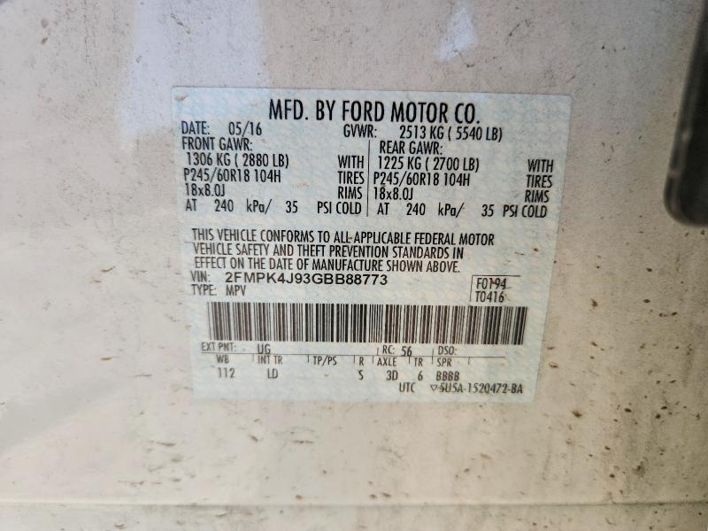 Продажа на аукционе авто 2016 Ford Edge, vin: 2FMPK4J93GBB88773, номер лота: 55207276