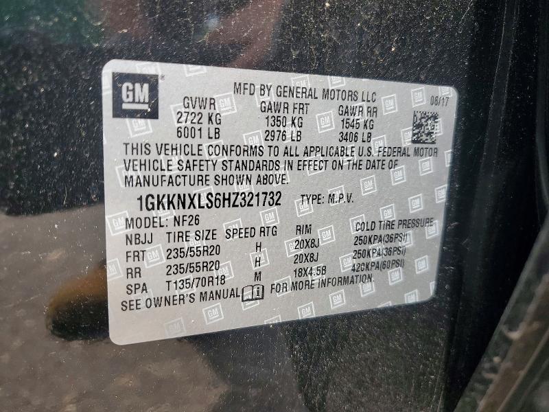2017 Gmc Acadia მანქანა იყიდება აუქციონზე, vin: 1GKKNXLS6HZ321732, აუქციონის ნომერი: 55801906