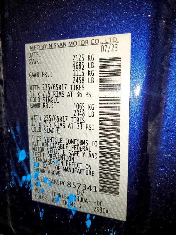 56944146 :رقم المزاد ، 5N1BT3AB5PC857341 vin ، 2023 Nissan Rogue مزاد بيع