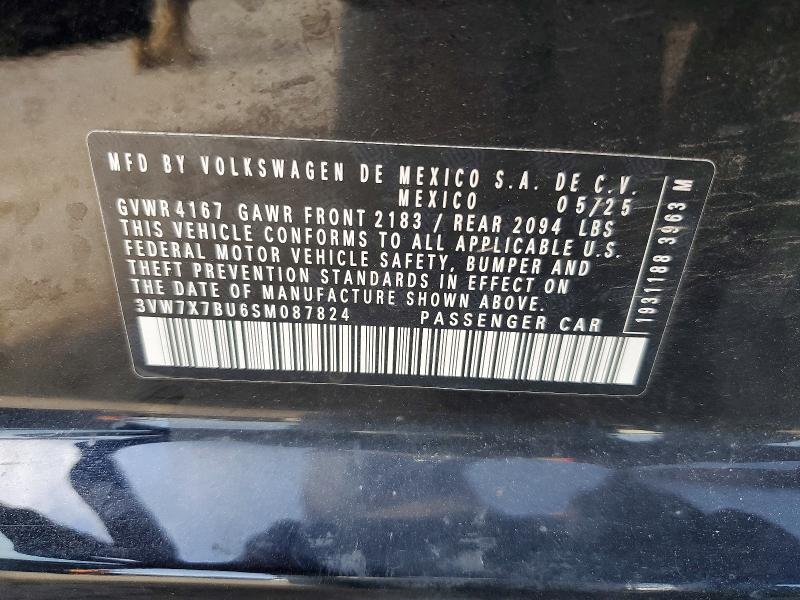 Продаж на аукціоні авто 2025 Volkswagen Jetta, vin: 3VW7X7BU6SM087824, номер лоту: 56642066