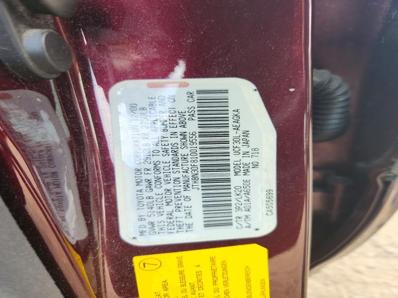 59061016 :رقم المزاد ، JTHBN30F810019556 vin ، 2001 Lexus Ls مزاد بيع