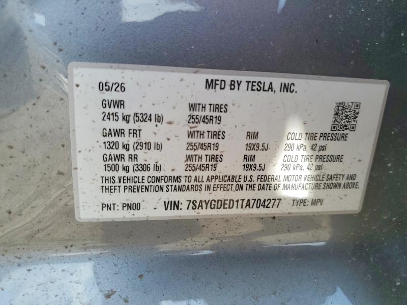 Продажа на аукционе авто 2026 Tesla Model Y, vin: 7SAYGDED1TA704277, номер лота: 59275946
