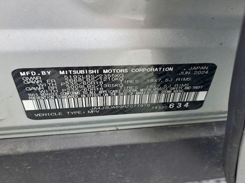59062086 :رقم المزاد ، JA4J3UA89RZ077976 vin ، 2024 Mitsubishi Outlander مزاد بيع