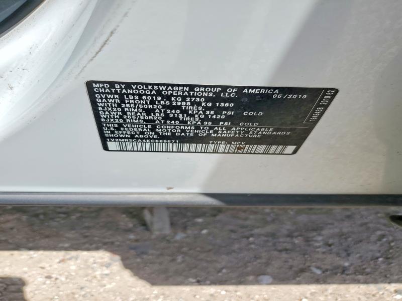 59542056 :رقم المزاد ، 1V2MR2CA4KC569571 vin ، 2019 Volkswagen Atlas مزاد بيع