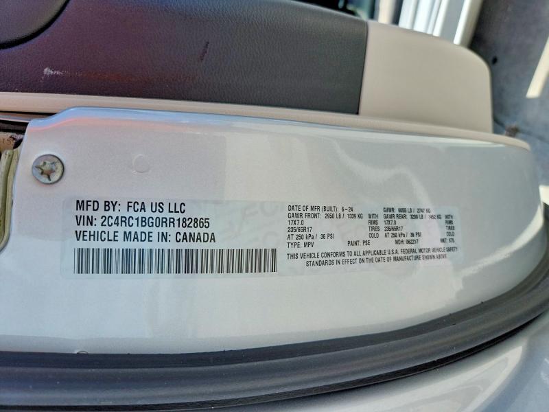 Продаж на аукціоні авто 2024 Chrysler Pacifica, vin: 2C4RC1BG0RR182865, номер лоту: 58815506