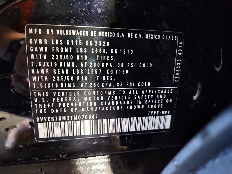 55686576 :رقم المزاد ، 3VVER7RM3TM070847 vin ، 2026 Volkswagen Tiguan مزاد بيع