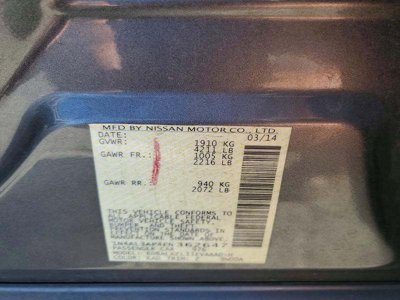 2014 Nissan Altima მანქანა იყიდება აუქციონზე, vin: 1N4AL3AP4EN362647, აუქციონის ნომერი: 55912916