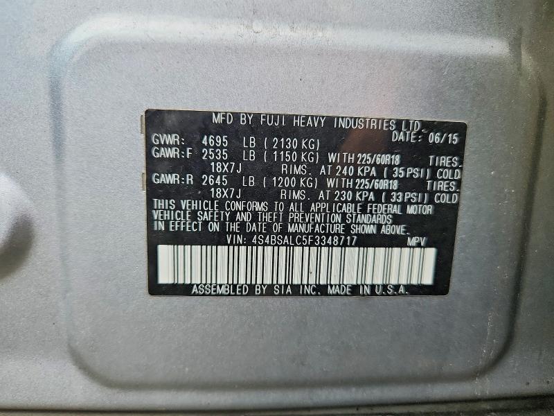 57825976 :رقم المزاد ، 4S4BSALC5F3348717 vin ، 2015 Subaru Outback مزاد بيع