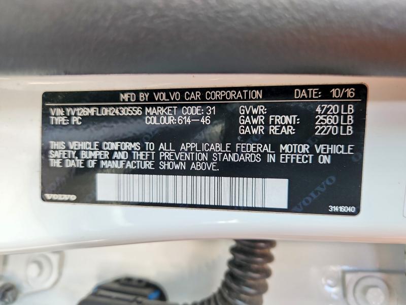 Продажа на аукционе авто 2017 Volvo S60, vin: YV126MFL0H2430556, номер лота: 57302266
