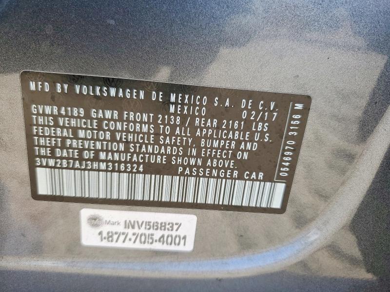 Aukcja sprzedaży 2017 Volkswagen Jetta, vin: 3VW2B7AJ3HM316324, numer aukcji: 57181046