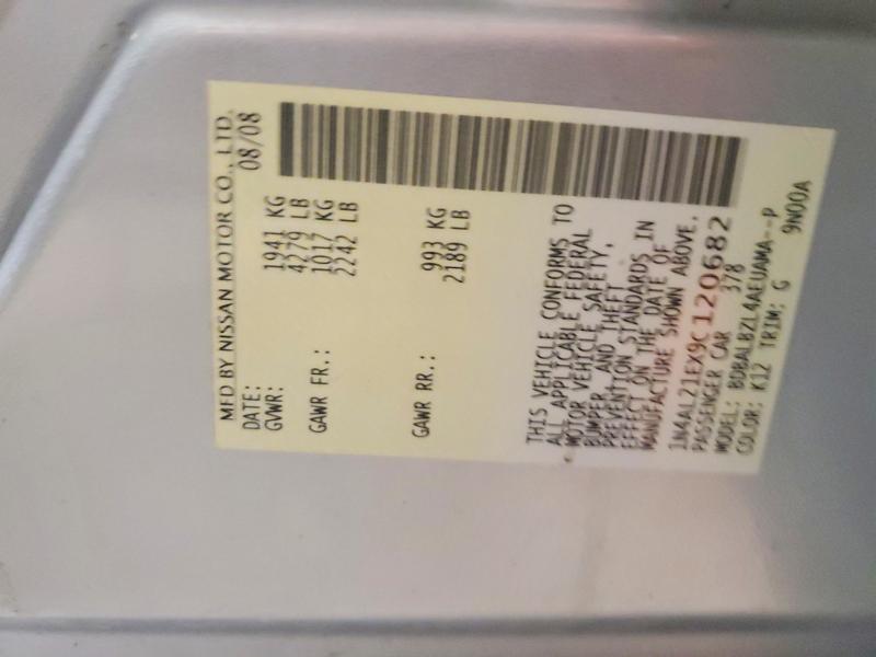 57510346 :رقم المزاد ، 1N4AL21EX9C120682 vin ، 2009 Nissan Altima مزاد بيع