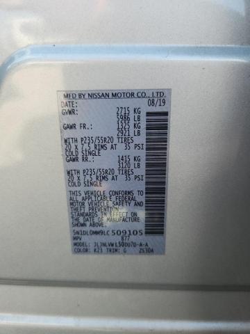57718816 :رقم المزاد ، 5N1DL0MM9LC509105 vin ، 2020 Infiniti Qx60 مزاد بيع