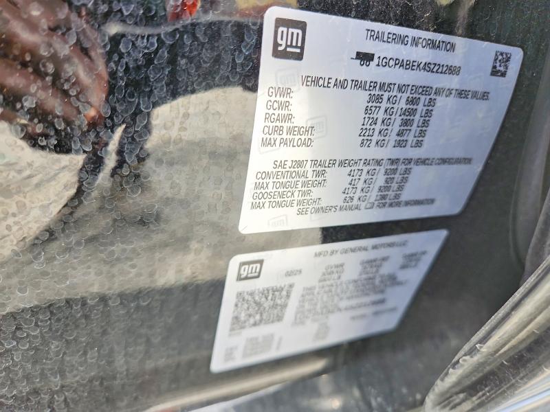 2025 Chevrolet Silverado მანქანა იყიდება აუქციონზე, vin: 1GCPABEK4SZ212688, აუქციონის ნომერი: 56938886