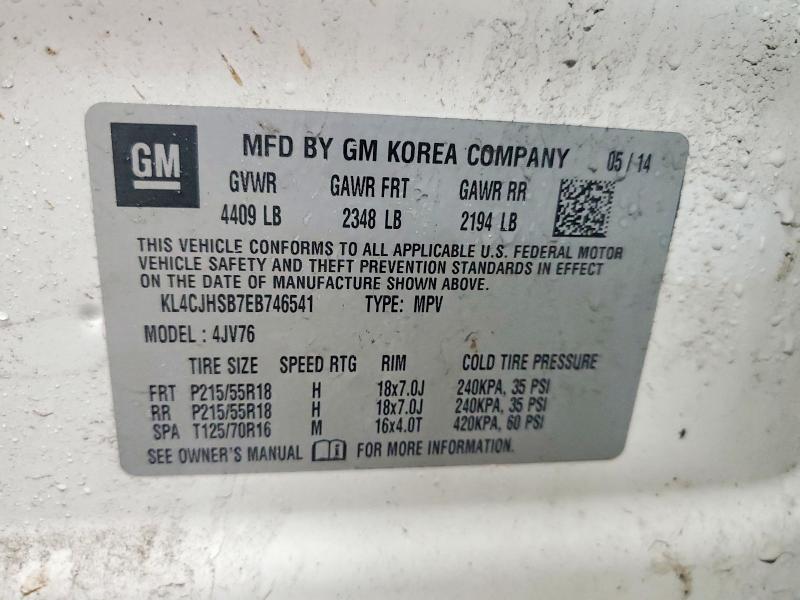 Продажа на аукционе авто 2014 Buick Encore, vin: KL4CJHSB7EB746541, номер лота: 57733746