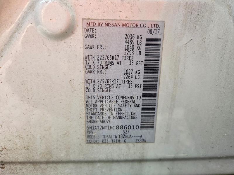 Aukcja sprzedaży 2017 Nissan Rogue, vin: 5N1AT2MT1HC886010, numer aukcji: 55574046